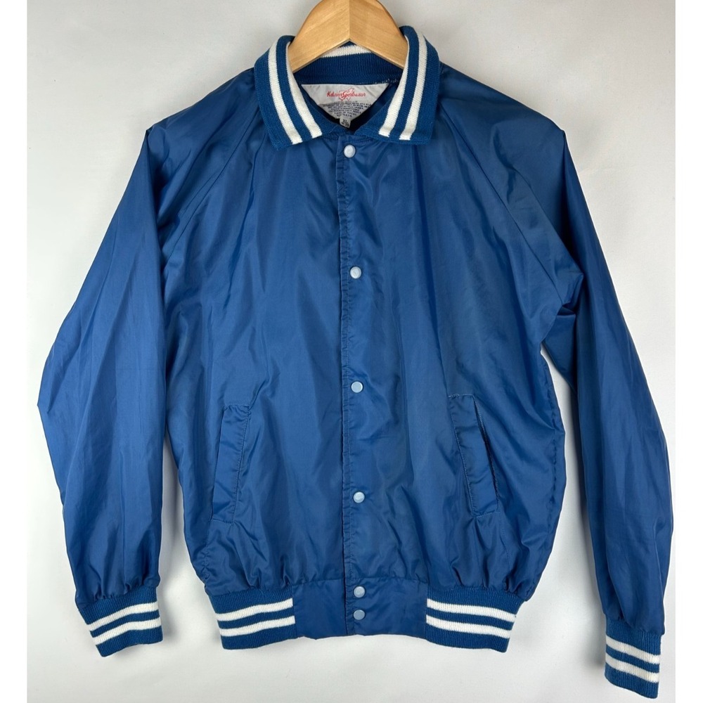 Vintage 80s Youth Baseball Jacket Blue Lightweight Kelvin Sportswear XL 18-20